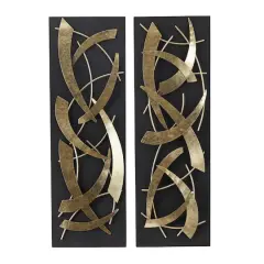 Black Wood Contemporary Wall Decor, Set of 2 36" x 12" x 2"