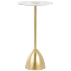 25.5" Gold Metal Pedestal Accent Table