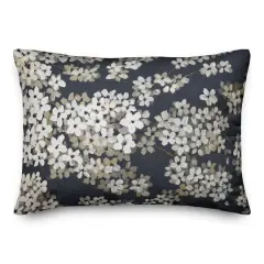 Navy & White Blossoms Indoor/Outdoor Pillow