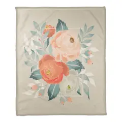 Orange Floral 50" x 60" Coral Fleece Blanket