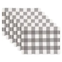 DII&reg; Buffalo Check Ribbed Placemat, 6ct. Gray/White