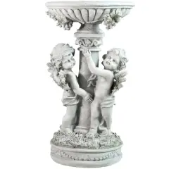 19.25" Cherub Angels Pedestal Bird Bath Outdoor Garden Statue