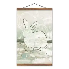 Abstract Rabbit 12" x 18" Teak Hanging Canvas