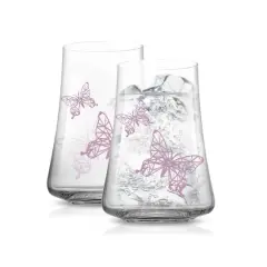 JoyJolt&reg; 17oz. Meadow Butterfly Crystal Highball Glass Set, 2ct.