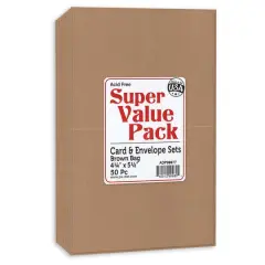 PA Paper&trade; Accents Super Value Brown Bag 4.25" x 5.5" Card & Envelope Set