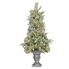 4ft. Pre-Lit Frosted Colonial Fir Artificial Christmas Entrance Tree, Warm White LED Lights
