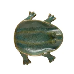 Hello Honey&reg; Green Glazed Footed Frog Dish