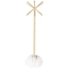 13" Gold Metal 12-Slot Jewelry Stand with White Base