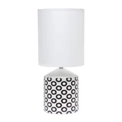Simple Designs 18.5" Fresh Prints Table Lamp Black and White Circles