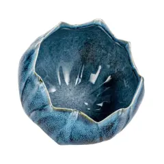 Hello Honey&reg; 7" Blue Reactive Glaze Scalloped Edge Stoneware Planter