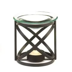 3.5" Modern Orbital Metal & Glass Tea Candle Oil Warmer