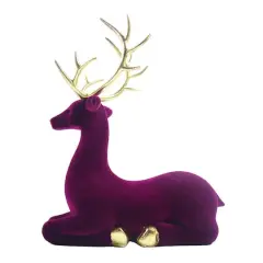 Flocked Sitting Reindeer Tabletop D&eacute;cor by Ashland&reg; Plum