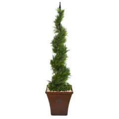 4.5ft. Cypress Spiral Tree in Brown Planter