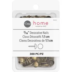 Dritz&reg; Home 7/16" Antique Brass Smooth Decorative Nails, 300ct.