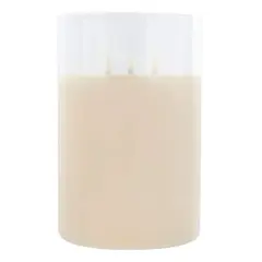 9" LED 3-Wick Flickering Glass & Wax Candle by Ashland&reg; Ivory