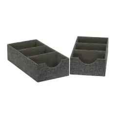 Household Essentials 3-Compartment Drawer Organizers, 2ct. Gray