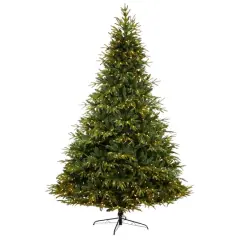 9ft. Pre-Lit Colorado Mountain Fir Natural Look Artificial Christmas Tree, White LED Lights