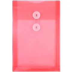 JAM Paper 6.25" x 9.25" Pink Button & String Closure Plastic Envelope, 12ct.