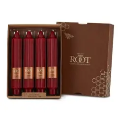 Root Candles 7" Unscented Grecian Collenette Taper Candles, 4ct. Garnet