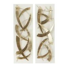 White Wood Contemporary Wall Decor, Set of 2 37" x 12" x 2"