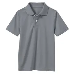 Galaxy by Harvic Boys Moisture Wicking Short Sleeve Polo Shirt Gray