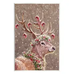 Stupell Industries Deer Antler Holiday Ornaments Wall Plaque Art