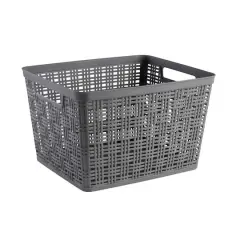 Gray Plastic Wicker Storage Basket by Simply Tidy&reg;