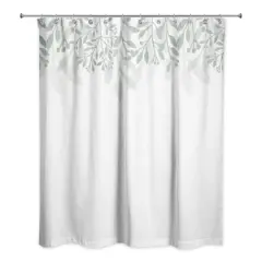 Floral Banner Shower Curtain, 71" x 74" White/Green