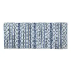 Stonewash Blue and White Hand-Loomed Paper Chindi Runner 2.25ft. x 6ft.