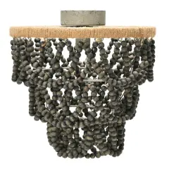 Hello Honey&reg; Dark Gray Wood Bead & Metal Semi-Flush Light