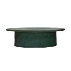 Hello Honey&reg; 12" Matte Green Reactive Glaze Stoneware Pedestal