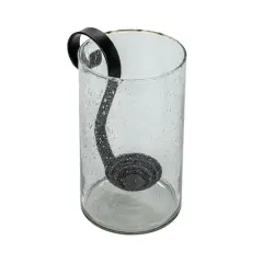 Hello Honey&reg; Clear Reclaimed Hurricane Bubble Glass with Metal Candle Holder