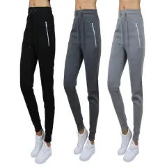 Galaxy by Harvic Women's Relaxed-Fit Jogger Sweatpants 3 Pack Black/Charcoal/Heather Gray