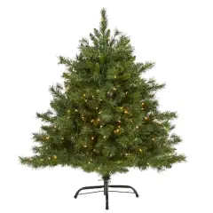 4ft. Pre-Lit Wyoming Mixed Pine Artificial Christmas Tree, Clear LED Lights