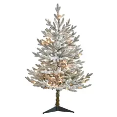 3ft. Pre-Lit Flocked Fraser Fir Artificial Christmas Tree with Warm White LED Lights