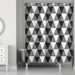 Triangles Shower Curtain Black