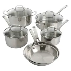 Martha Stewart 10 Piece Stainless Steel Cookware with Glass Lids Set