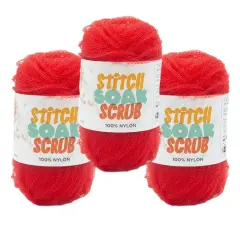 3 Pack Lion Brand&reg; Stitch Soak Scrub Yarn Poppy Red