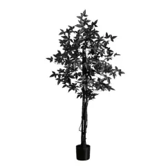 5ft. Artificial Halloween Black Maple Tree with Natural Trunk
