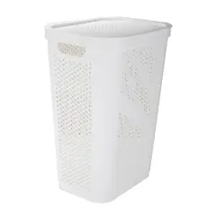 Mind Reader 60L Perforated Plastic Laundry Hamper with Lid White