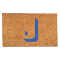 Blue Shadow Monogram Natural Coir Doormat J
