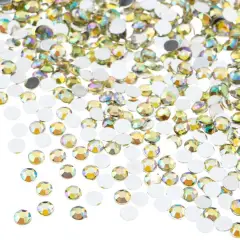 John Bead Acrylic Round Flat Back Rhinestones, 4mm Yellow AB