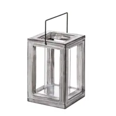 9" Weathered Garden Wooden Lantern