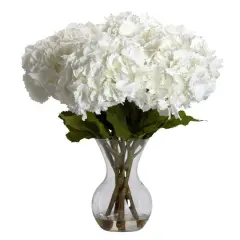 23" White Large Hydrangea Silk Flower Arrangement in Vase