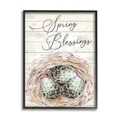 Stupell Industries Spring Blessings Bird Nest Nature Framed Giclee Art Black