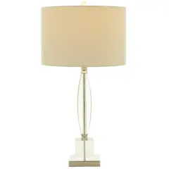 CosmoLiving by Cosmopolitan Clear Crystal Transparent Base Table Lamp with Drum Shade 15" x 15" x 29"