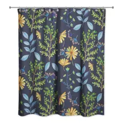 Spring Flowers Shower Curtain Navy