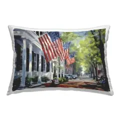 Stupell Industries Flag Lined Building Decorative Printed Throw Pillow
