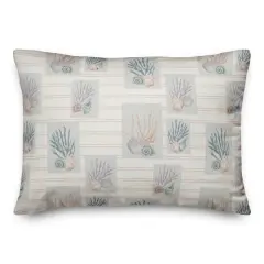 Shell Panels on Stripe Throw Pillow Shell Panels on Blush Stripe