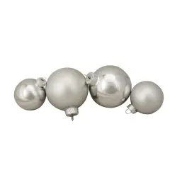 96ct. Silver Shiny & Matte Glass Ball Ornaments